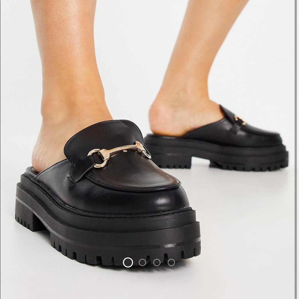 RAID Sadie chunky backless loafers in black